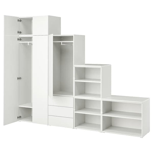 PLATSA - Wardrobe with 5 doors+3 drawers, white/Fonnes white, 280x42x221 cm