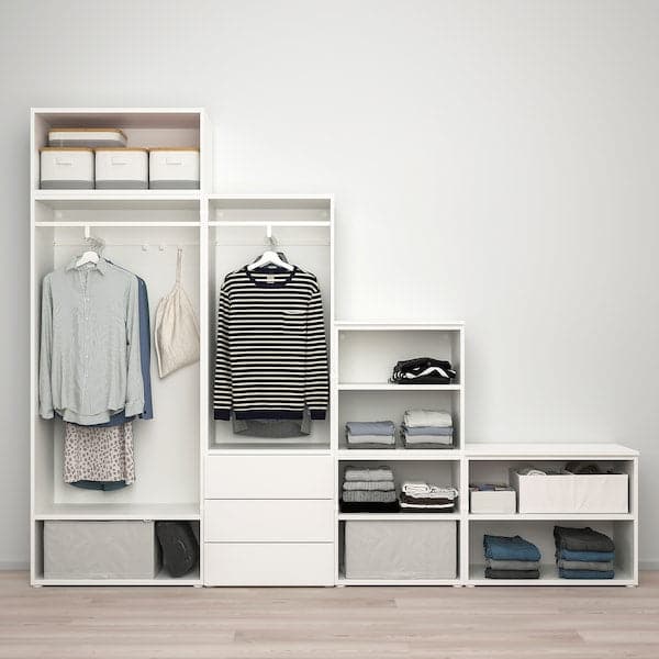 Ikea PLATSA - Wardrobe with 5 doors+3 drawers, white/Fonnes white, 280x42x221 cm