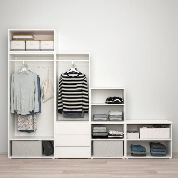 PLATSA - Wardrobe with 5 doors+3 drawers, white/Fonnes white, 280x42x221 cm - best price from Maltashopper.com 59422197