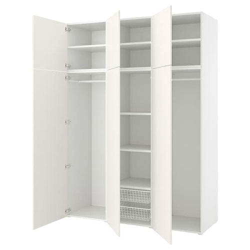 PLATSA - Wardrobe w 6 doors, white/Fonnes white, 180x57x241 cm