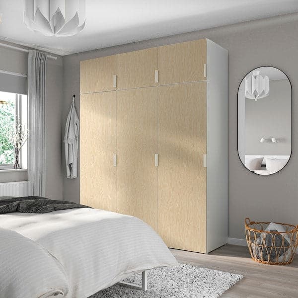 PLATSA - Wardrobe w 6 doors, white/Kalbåden lively pine effect, 180x57x221 cm - best price from Maltashopper.com 89500768