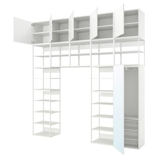 Ikea PLATSA - Wardrobe w 6 doors, white STRAUMEN mirror glass /FONNES white, 300x42x301 cm