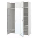 PLATSA wardrobe w 6 doors, white STRAUMEN mirror glass/SANNIDAL white, 140x57x221 cm