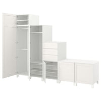PLATSA - Wardrobe with 6 doors+3 drawers, white/Sannidal white, 300x57x231 cm - best price from Maltashopper.com 69487857