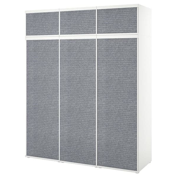 Ikea PLATSA - Wardrobe with 6 sliding doors, white Larkollen/dark grey, 180x57x221 cm