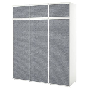 Ikea PLATSA - Wardrobe with 6 sliding doors, white Larkollen/dark grey, 180x57x221 cm