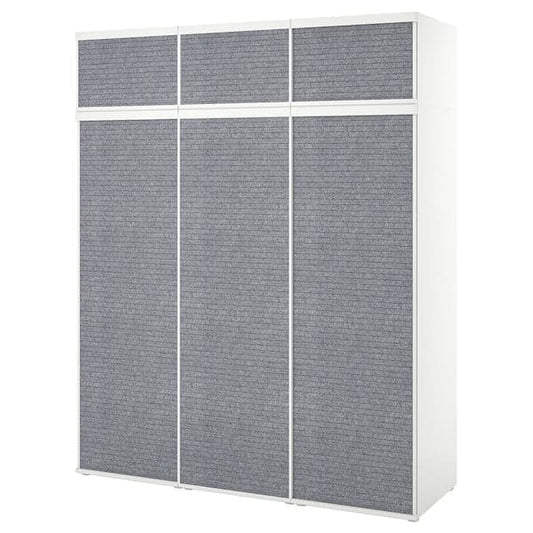 Ikea PLATSA - Wardrobe with 6 sliding doors, white Larkollen/dark grey, 180x57x221 cm