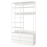 PLATSA wardrobe with 6 drawers, white/Fonnes white, 140x42x241 cm