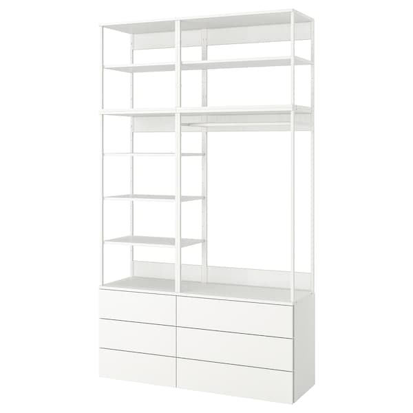 PLATSA - Wardrobe with 6 drawers, white/Fonnes white, 140x42x241 cm - best price from Maltashopper.com 29324320