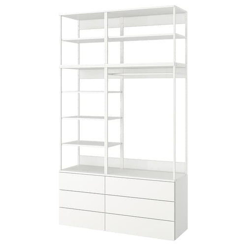PLATSA - Wardrobe with 6 drawers, white/Fonnes white, 140x42x241 cm