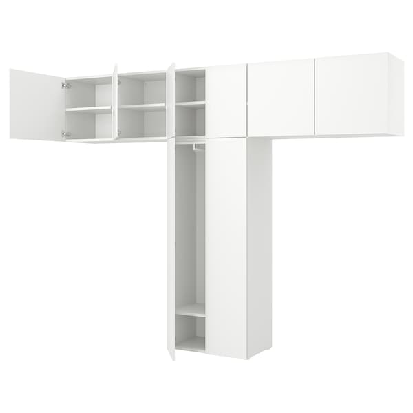 PLATSA - Wardrobe with 8 doors, white Fonnes/white, 320x42x241 cm