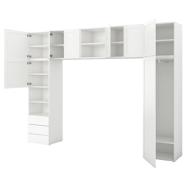 PLATSA - Wardrobe with 8 doors+3 drawers, white/Fonnes Sannidal, 340x42x241 cm - best price from Maltashopper.com 49336548
