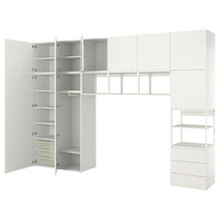 PLATSA - Wardrobe with 9 doors+3 drawers, white/Fonnes white, 360x42x241 cm - best price from Maltashopper.com 89432500
