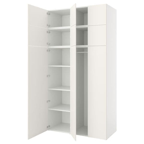 PLATSA - Wardrobe with 9 doors, white/Fonnes white, 140x57x261 cm