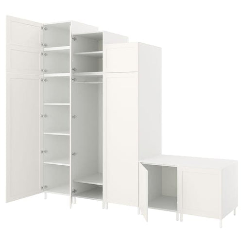 PLATSA - Wardrobe with 9 doors, white Sannidal/white, 300x57x271 cm