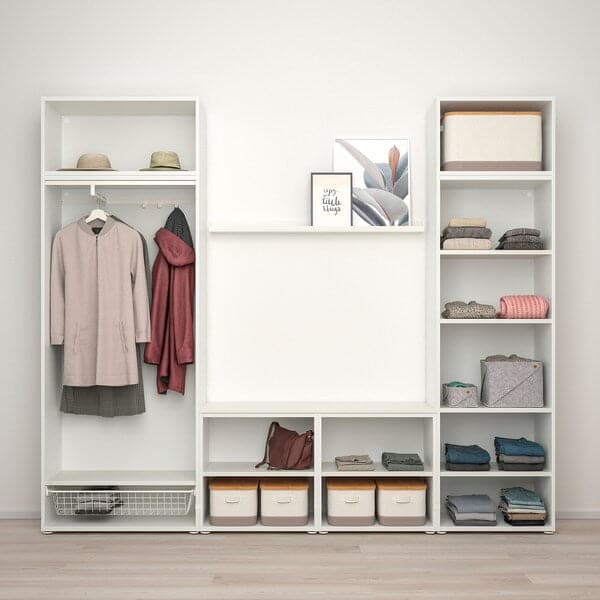 PLATSA - Wardrobe with 9 doors, white STRAUMEN mirror glass /FONNES white, 260x42x221 cm - best price from Maltashopper.com 49425361