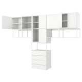 PLATSA wardrobe with 9 doors+4 drawers, white/Fonnes white, 340x42x241 cm