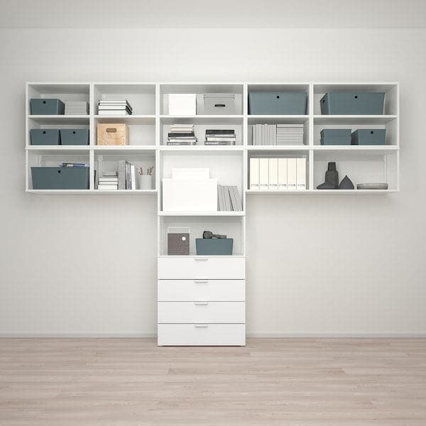 PLATSA - Wardrobe with 9 doors+4 drawers, white/Fonnes white, 340x42x241 cm - best price from Maltashopper.com 29437039