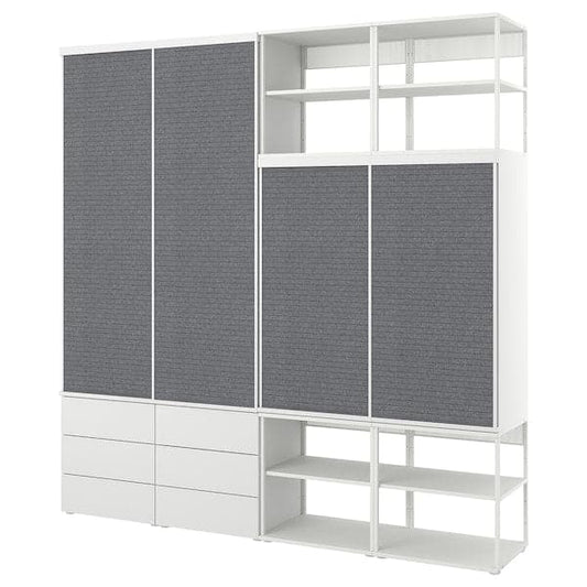 Ikea PLATSA - Open wardrobe w 4 sliding drs+6 dr, white Larkollen/dark grey FONNES white, 240x42x241 cm