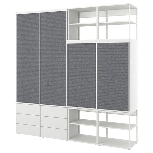 PLATSA - Open wardrobe w 4 sliding drs+6 dr, white Larkollen/dark grey FONNES white, 240x42x241 cm
