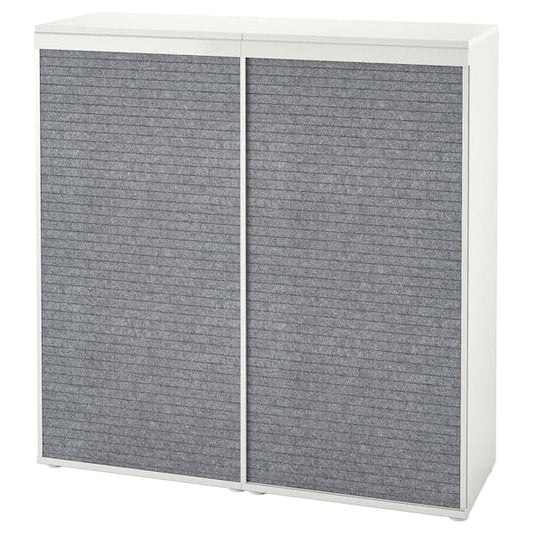 PLATSA - Cabinet with 2 sliding doors, white Larkollen/dark grey, 120x42x123 cm - best price from Maltashopper.com 89494183
