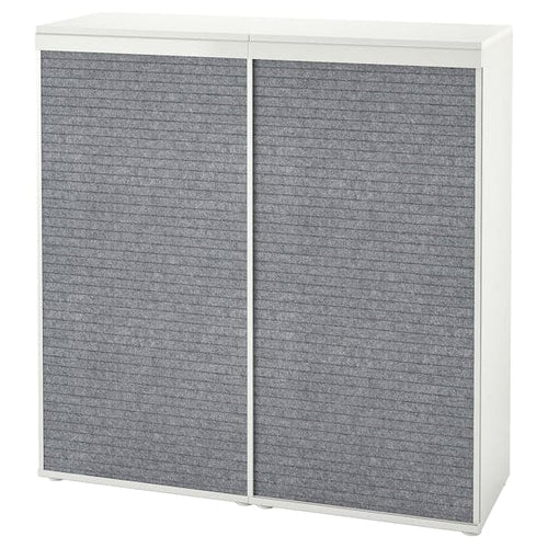 PLATSA - Cabinet with 2 sliding doors, white Larkollen/dark grey, 120x42x123 cm