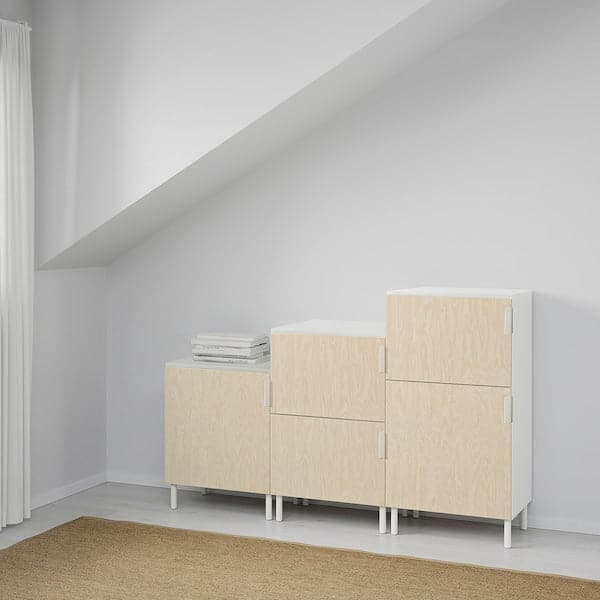 PLATSA - Cabinet with 5 doors, white/Kalbåden lively pine effect, 180x42x113 cm - best price from Maltashopper.com 39500978