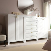 PLATSA - Cabinet with doors and drawers, white/SANNIDAL white, 240x57x133 cm - best price from Maltashopper.com 19487647