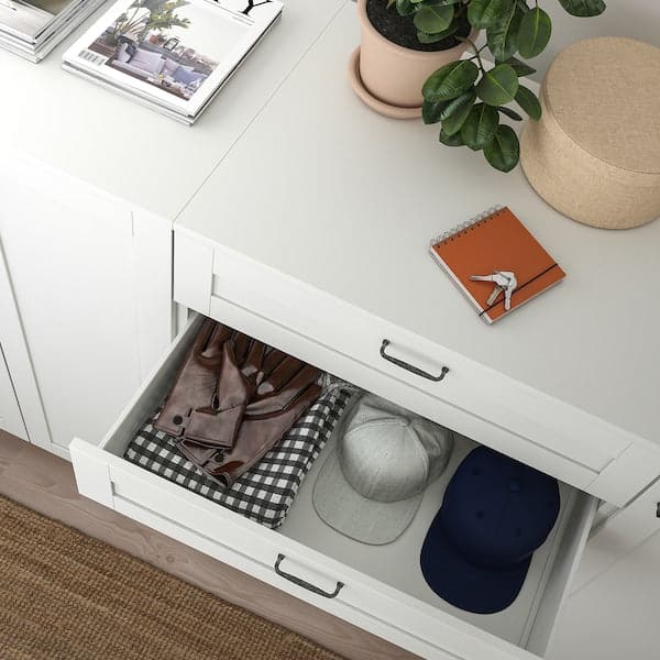 PLATSA - Cabinet with doors and drawers, white/SANNIDAL white, 240x57x133 cm - best price from Maltashopper.com 19487647