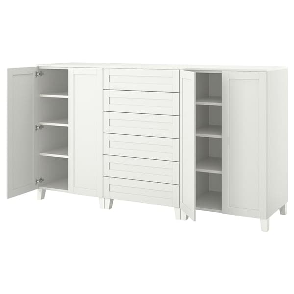 Ikea PLATSA - Cabinet with doors and drawers, white/SANNIDAL white, 240x57x133 cm