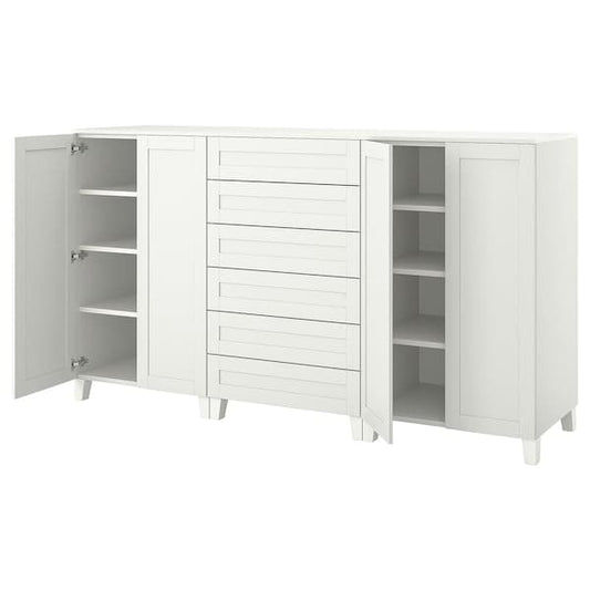 Ikea PLATSA - Cabinet with doors and drawers, white/SANNIDAL white, 240x57x133 cm