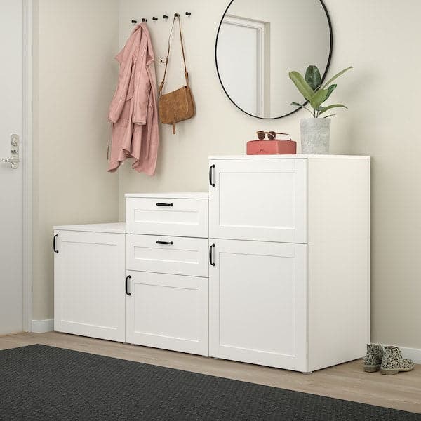 PLATSA - Cabinet with doors and drawers, white/Sannidal white, 180x57x103 cm - best price from Maltashopper.com 09487884