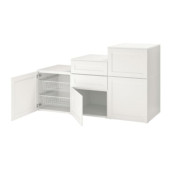 PLATSA - Cabinet with doors and drawers, white/Sannidal white, 180x57x103 cm - best price from Maltashopper.com 09487884