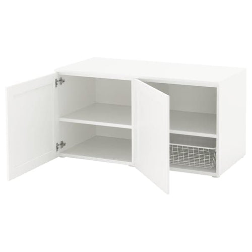 PLATSA - Storage bench, white/Sannidal white, 120x57x63 cm