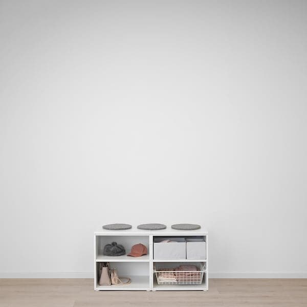 PLATSA - Storage bench, white/Sannidal white, 120x57x63 cm - best price from Maltashopper.com 99203819
