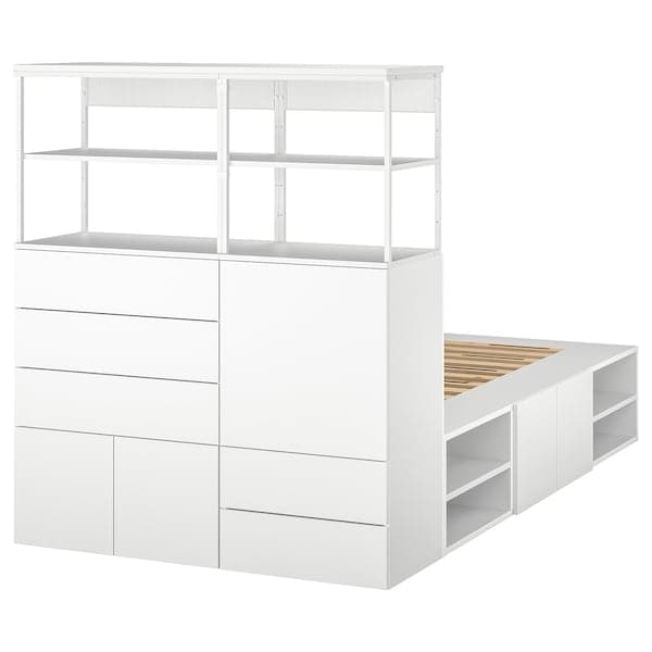 PLATSA - Bed frame with 5 door+5 drawers, white/Fonnes white, 140x244x163 cm - best price from Maltashopper.com 99325383