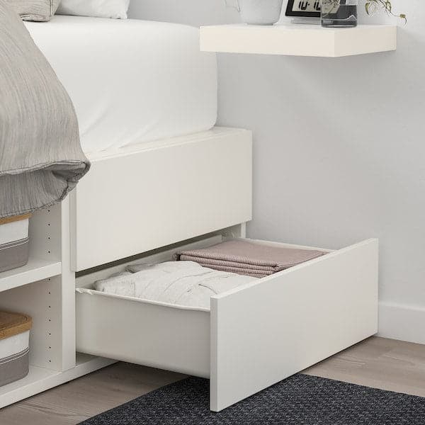 Ikea PLATSA - Bed frame with 6 doors+12 drawers, white/Fonnes, 140x244x203 cm