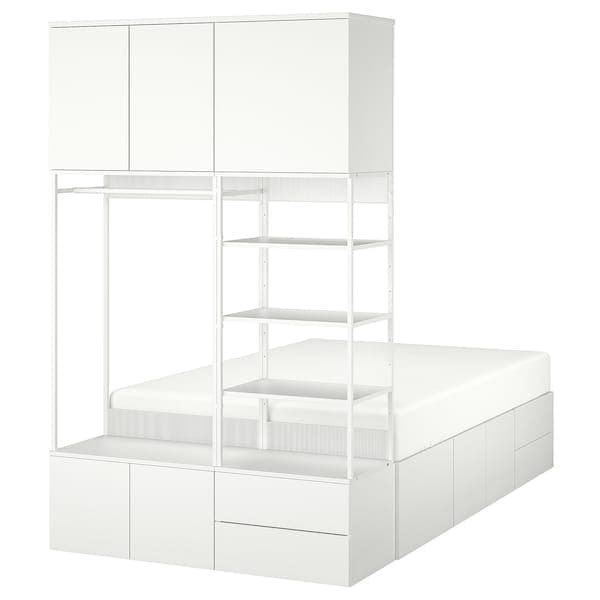 PLATSA - Bed frame with 8 door+4 drawers, white/Fonnes, 142x244x223 cm - best price from Maltashopper.com 49325385