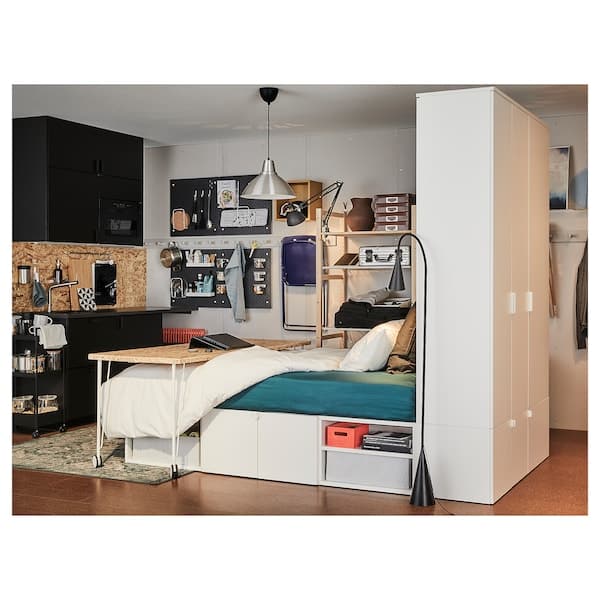 PLATSA - Bed frame with 10 doors, white, 143x244x223 cm - best price from Maltashopper.com 29336554