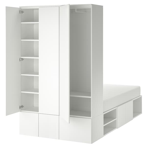 PLATSA - Bed frame with 10 doors, white, 143x244x223 cm - best price from Maltashopper.com 29336554