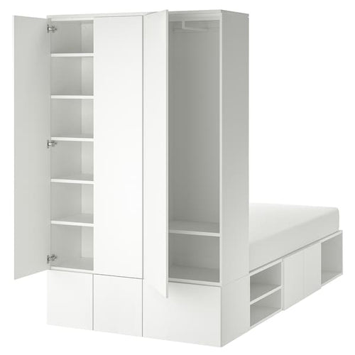 PLATSA - Bed frame with 10 doors, white, 143x244x223 cm