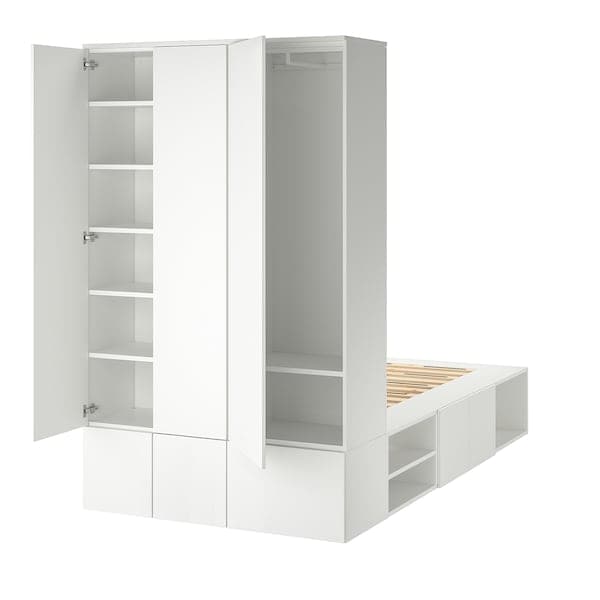 PLATSA - Bed frame with 10 doors, white, 143x244x223 cm - best price from Maltashopper.com 29336554