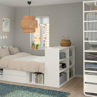 PLATSA - Bed frame with 2 drawers, white/Fonnes, 142x244x103 cm - best price from Maltashopper.com 99302918
