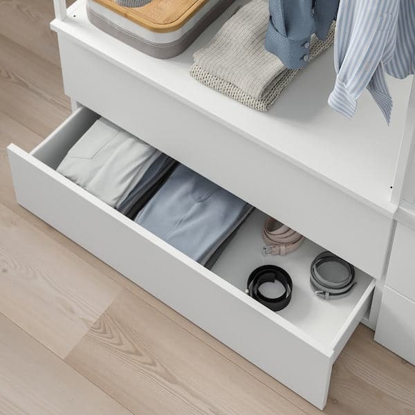Ikea PLATSA - Bed frame with 4 drawers, white/Fonnes, 140x244x163 cm