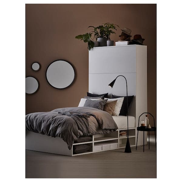 PLATSA - Bed frame with storage, white, 140x244x223 cm - best price from Maltashopper.com 39336539