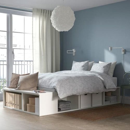 PLATSA - Bed frame with storage, white, 140x200 cm