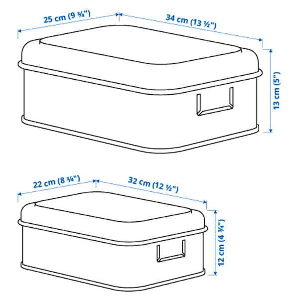 Ikea PLOGFÅRA - Storage box with lid, set of 2, light beige