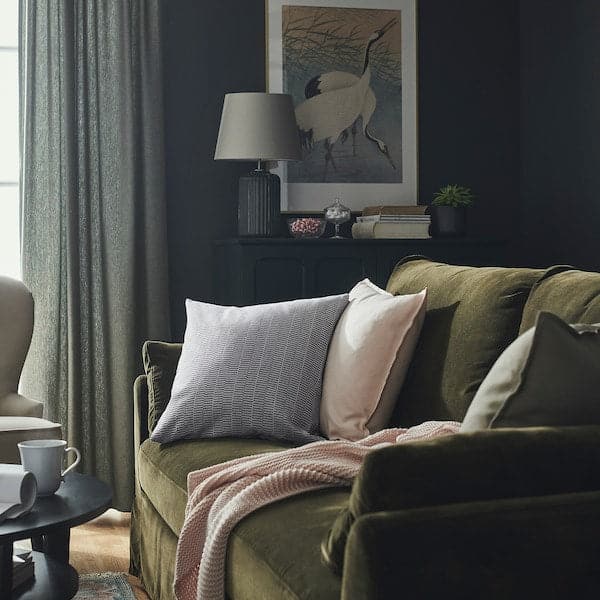 Ikea PLOMMONROS - Cushion cover, dark blue/white, 50x50 cm
