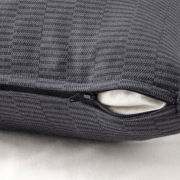 PLOMMONROS - Cushion cover, dark grey/grey