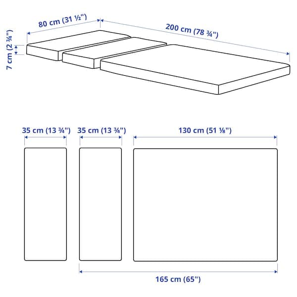 Ikea PLUTTEN Mattress foam extendable bed 80x200 cm , 80x200 cm